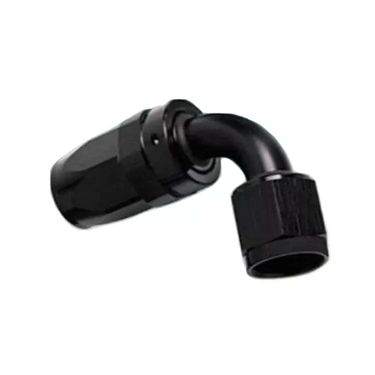 -10AN Female 90° Hose End, Swivel Style, Black Hard Anodized Aluminum