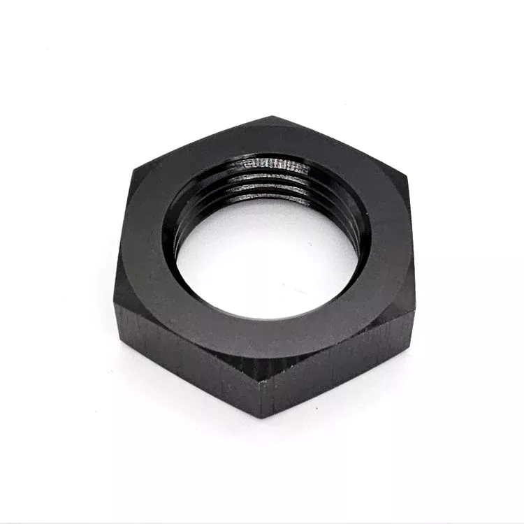 -10AN Male AN Flare Bulkhead Adapter Nut, Black Hard Anodized Aluminum